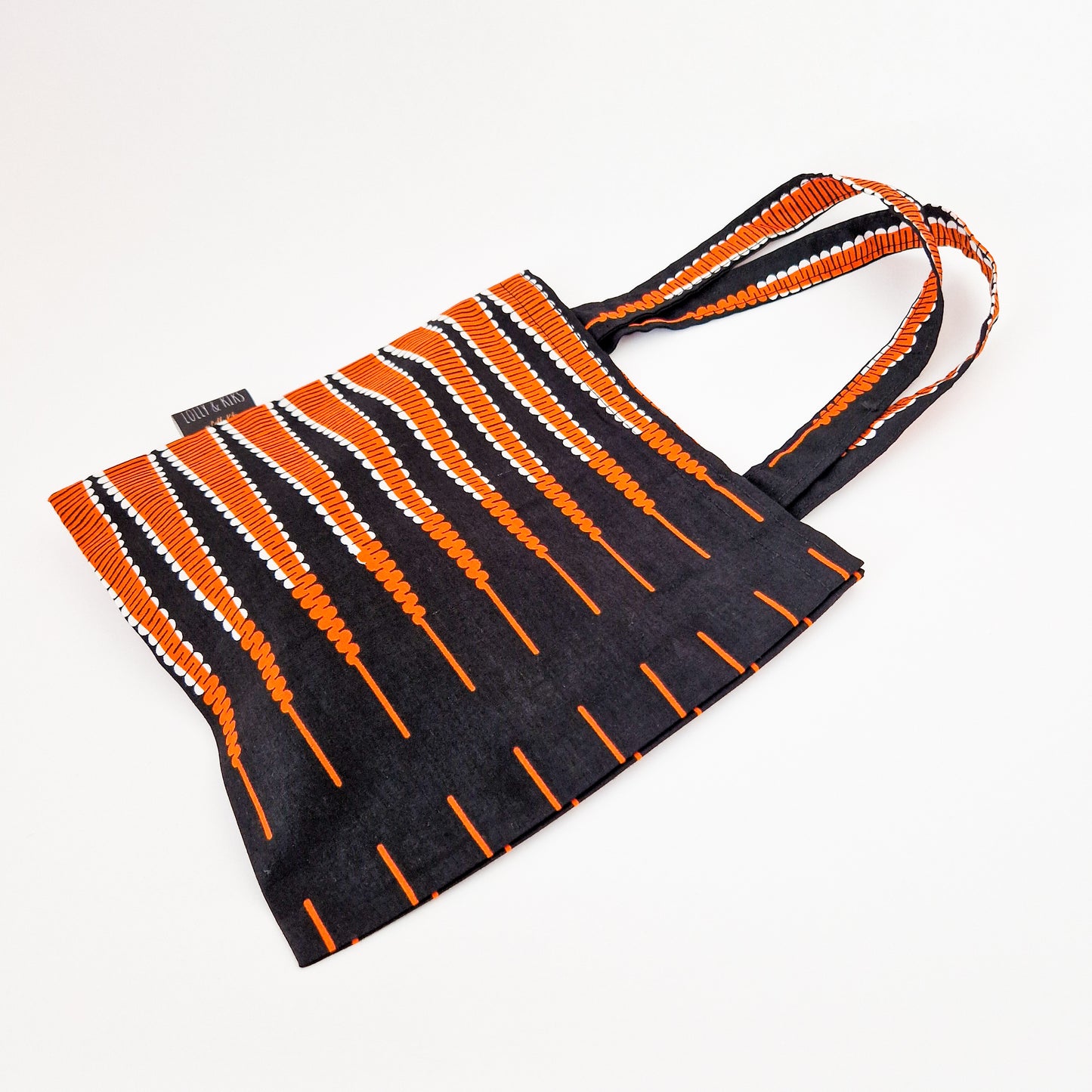 Mini African Print Tote | Black Orange Doyin Print