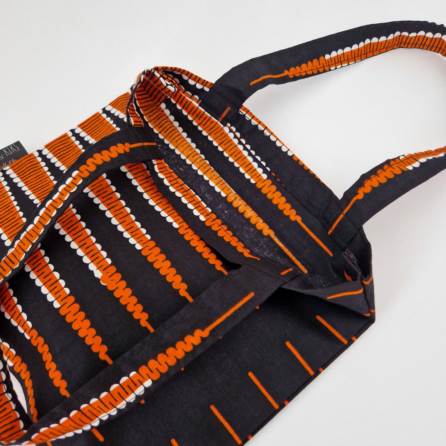 Mini African Print Tote | Black Orange Doyin Print