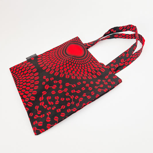 Mini African Print Tote | Black Red Shope Print