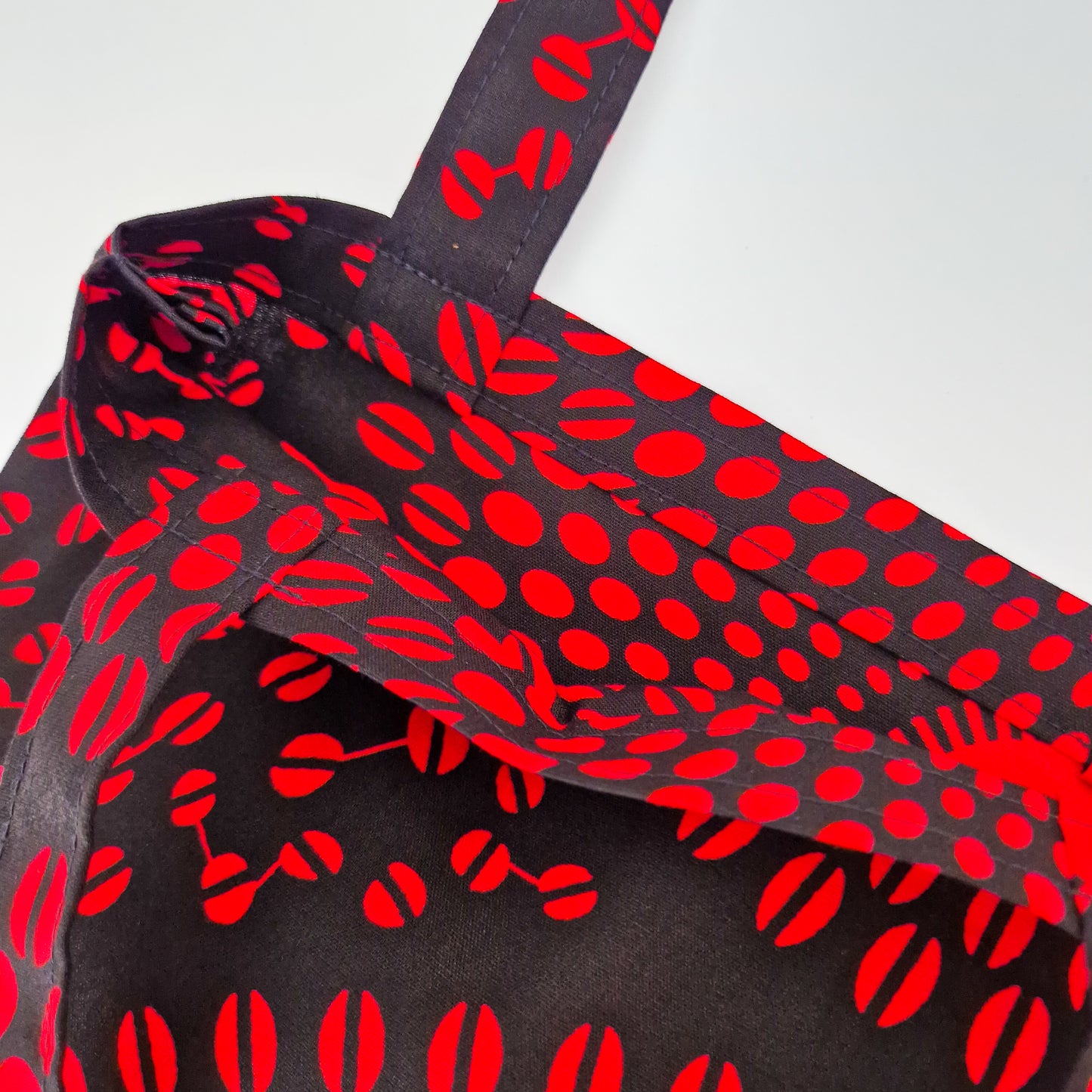 Mini African Print Tote | Black Red Shope Print