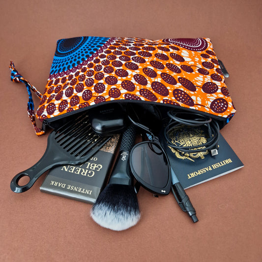 Large African Print Zip Pouch | Oba Print