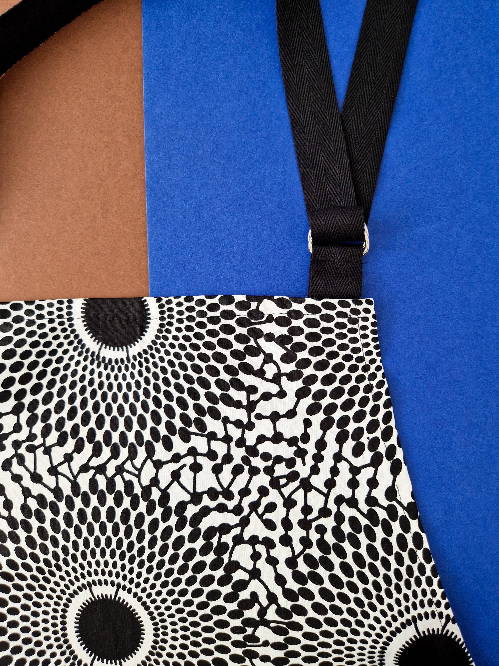 Monochrome handmade apron black owned business