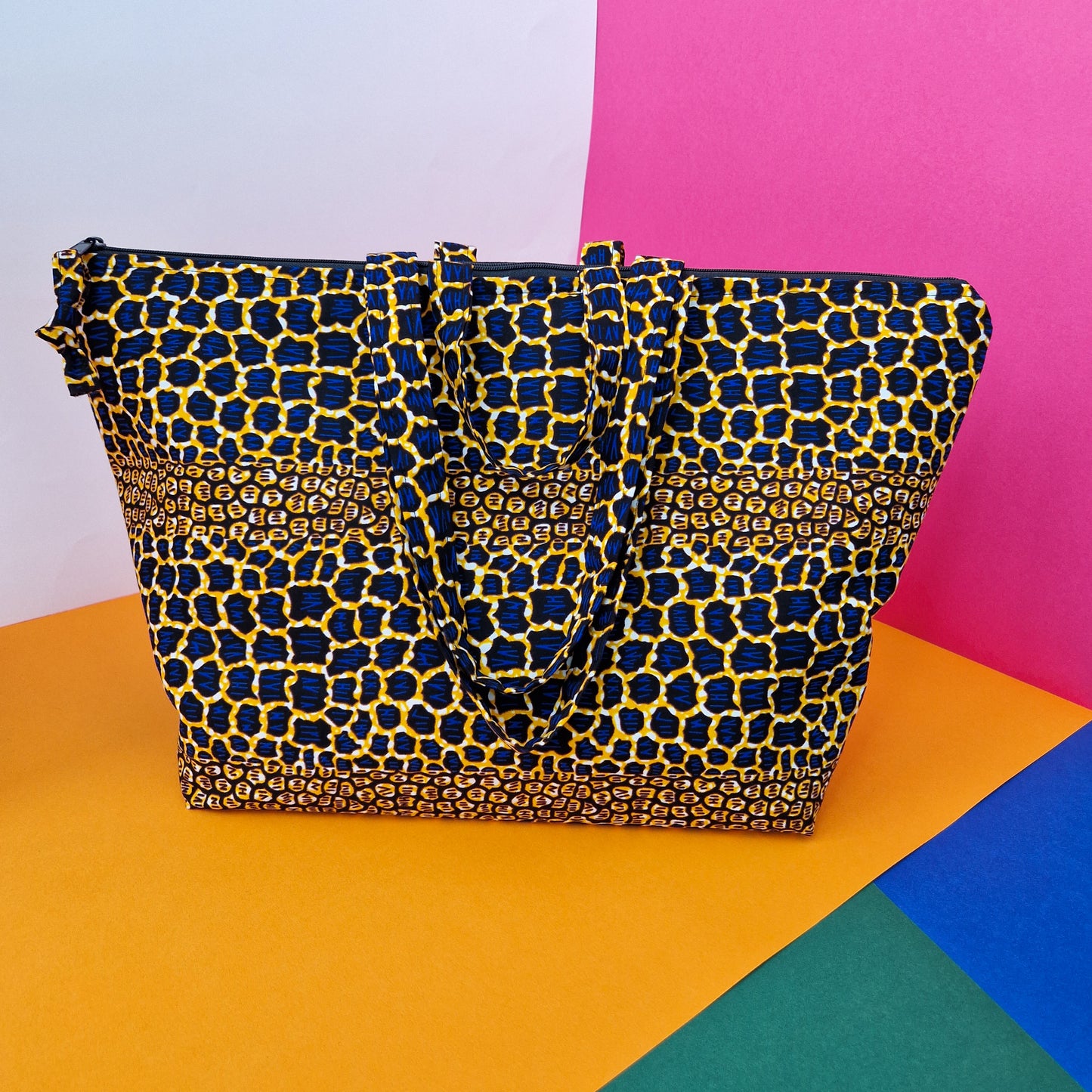 Spacious African Print Zipped Tote | Rere Print