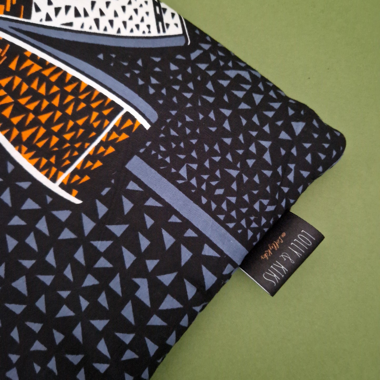 grey triangle print hot water bottle