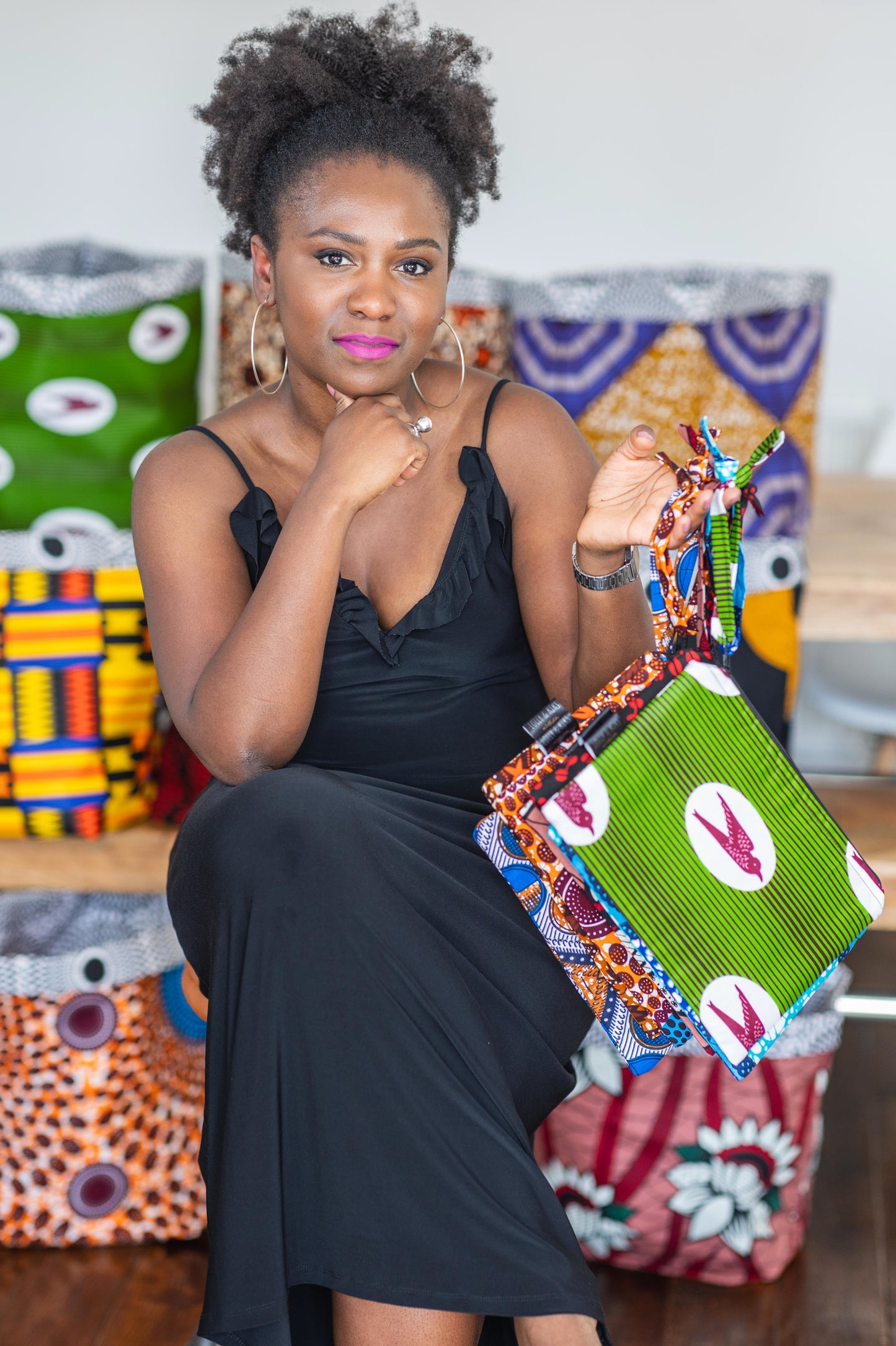 Large African Print Zip Pouch | Kwesi Print