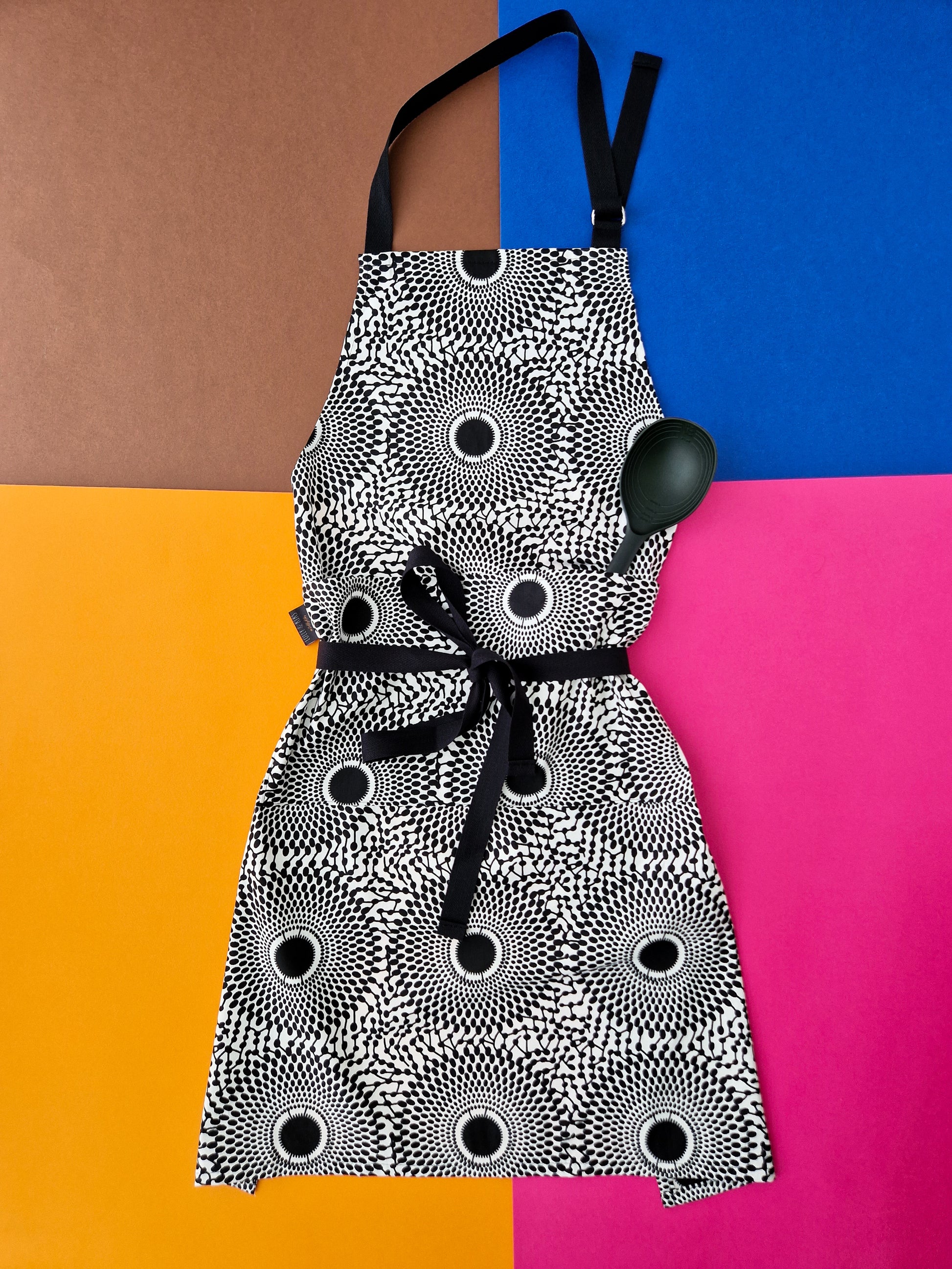 Black and white apron uk African print