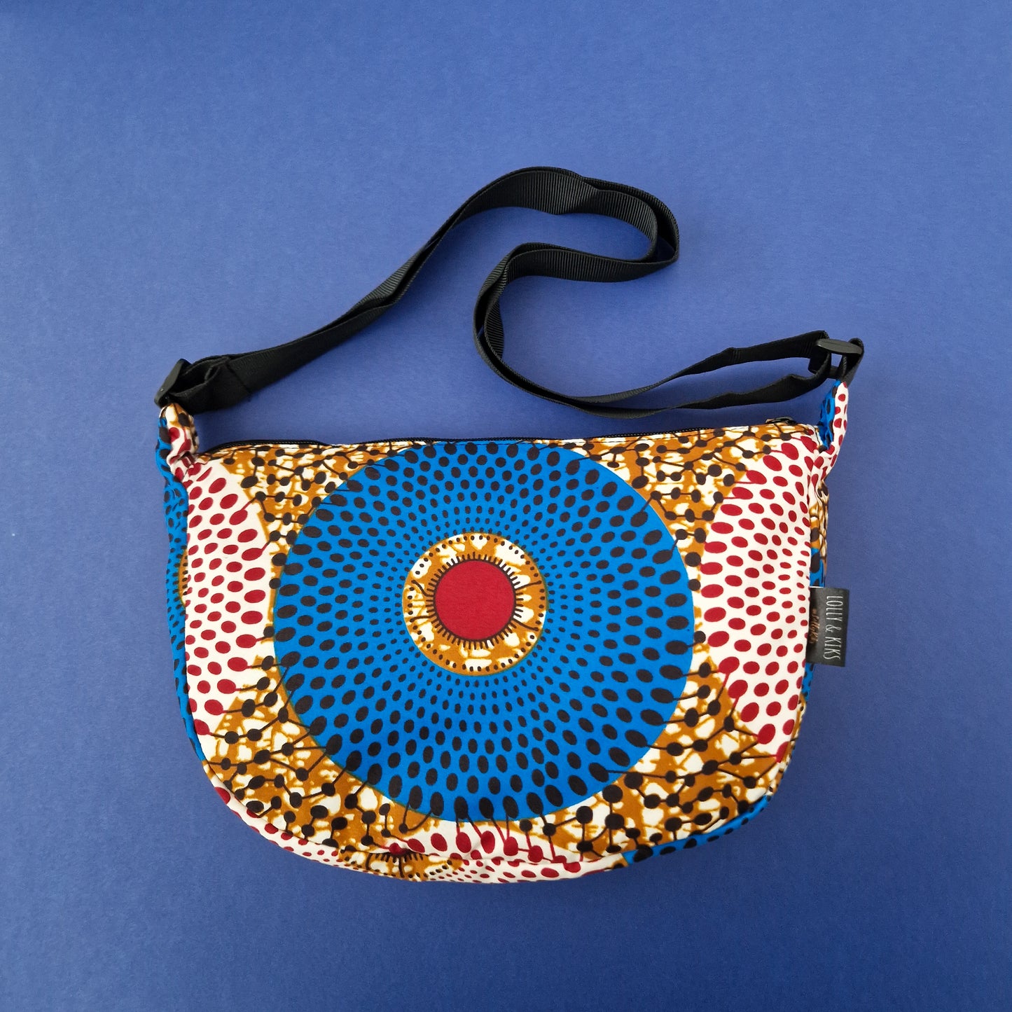 African Print Crossbody Shoulder Bag | Blue Red