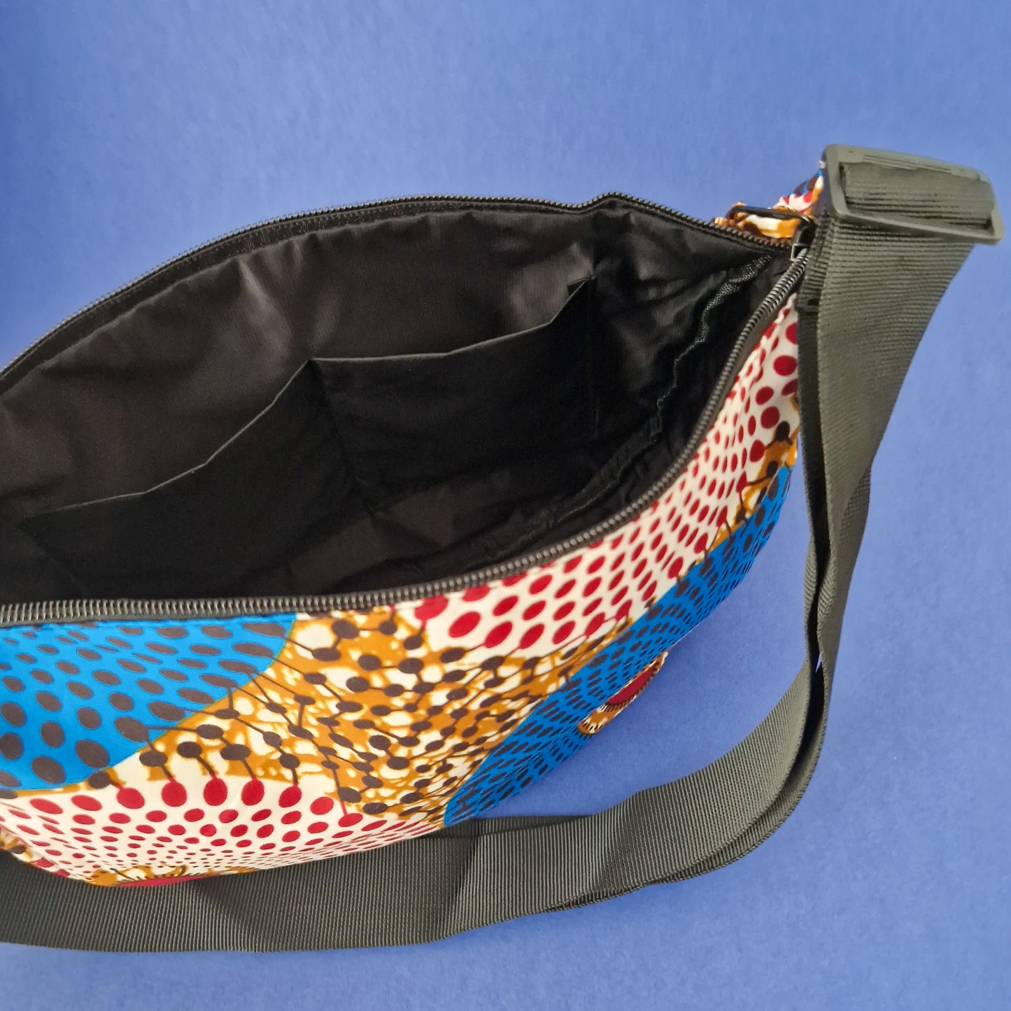 African Print Crossbody Shoulder Bag | Blue Red