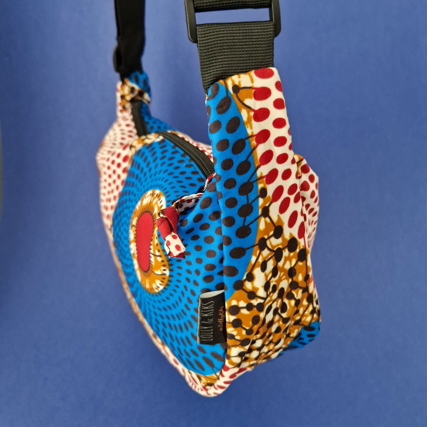 African Print Crossbody Shoulder Bag | Blue Red