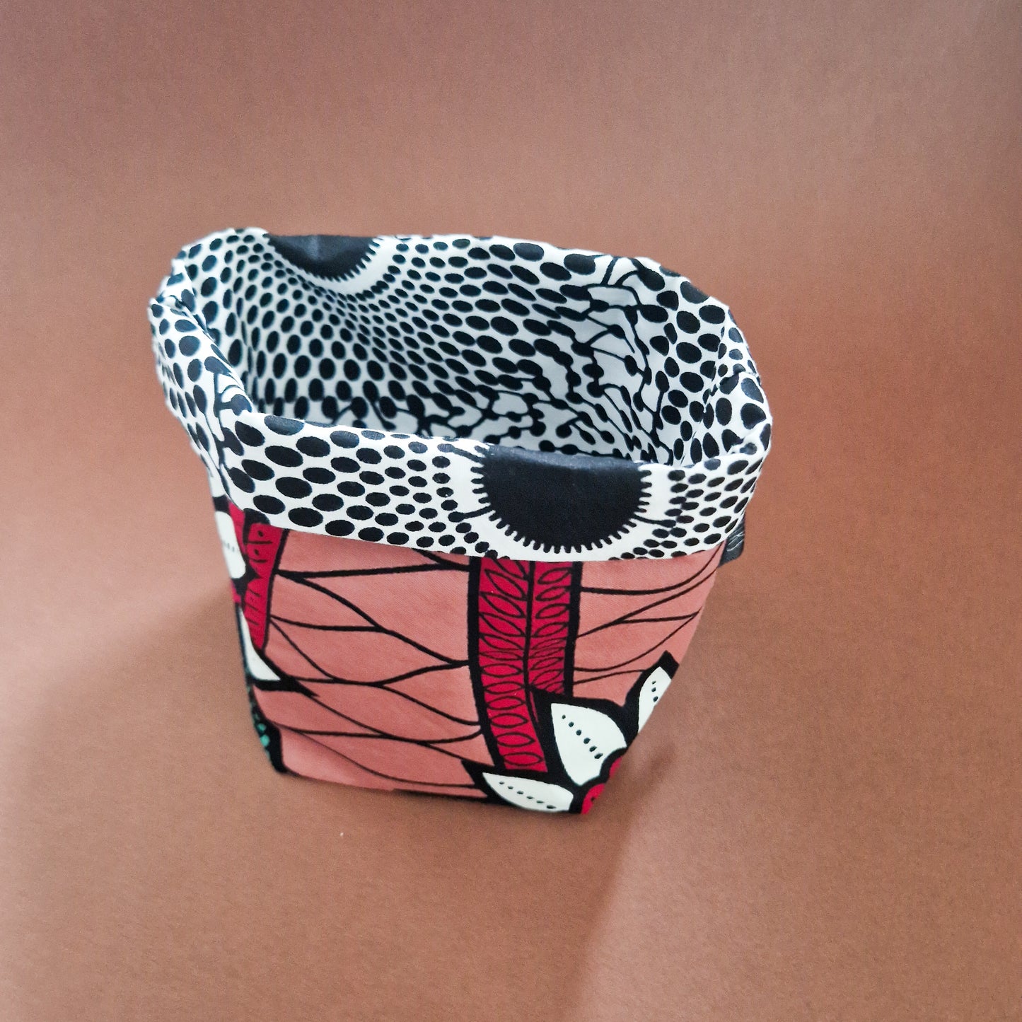 African Print Fabric Basket | Pink Buki Print