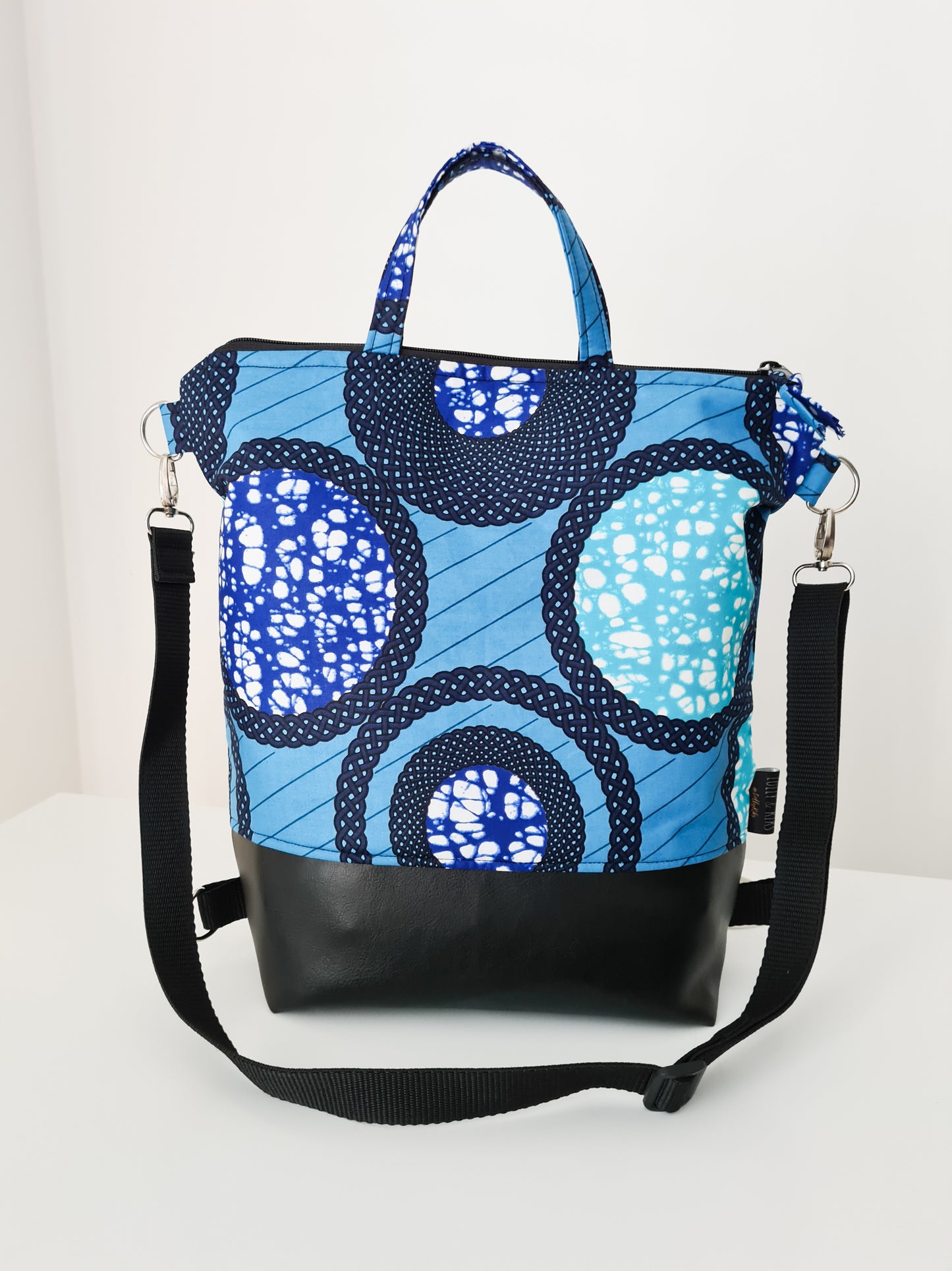 Lolly and Kiks blue Adedapo backpack on white background