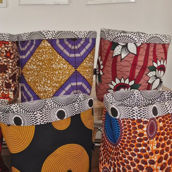 video of extra large african print baskets