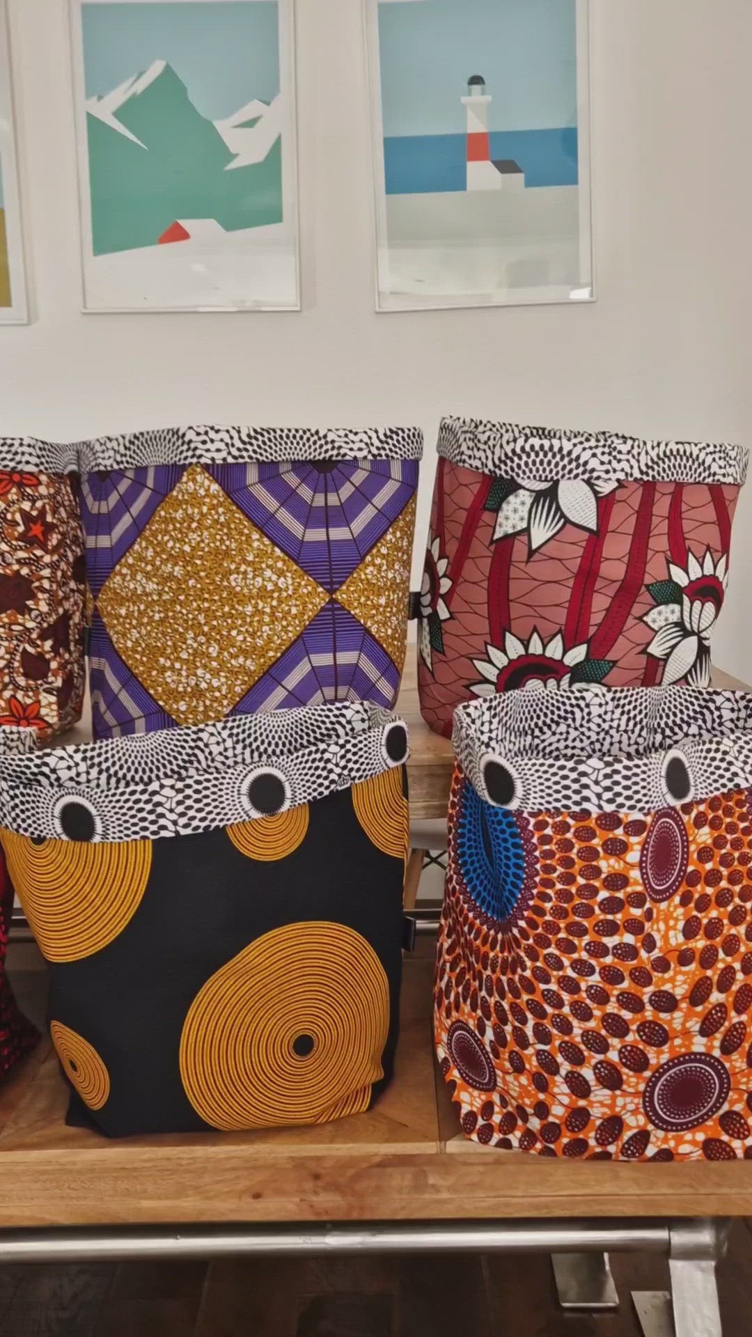 video of extra large african print baskets